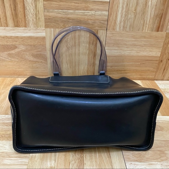 LAMARTHE Black Leather Clear Acrylic Handle HandBag Shoulder Bag - Picture 8 of 14